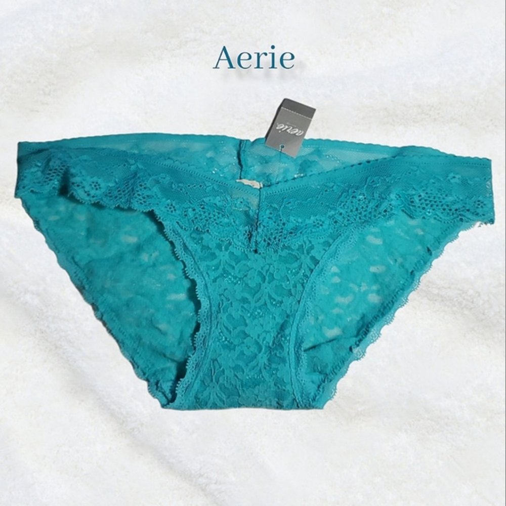 Aerie Lace Cheeky Low Rise Panty-Mint Green- Size Small- NWT